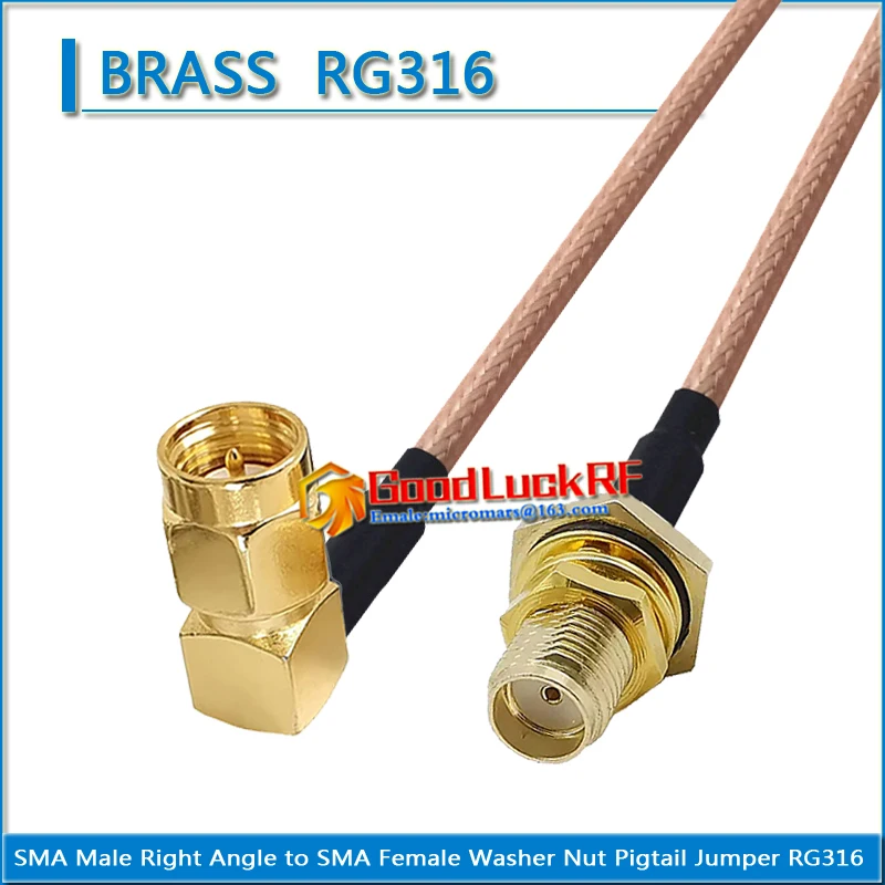 

High-quality SMA Male Right Angle 90 Degree to SMA Female Waterproof Bulkhead Mount Washer Nut Pigtail Jumper RG316 extend Cable