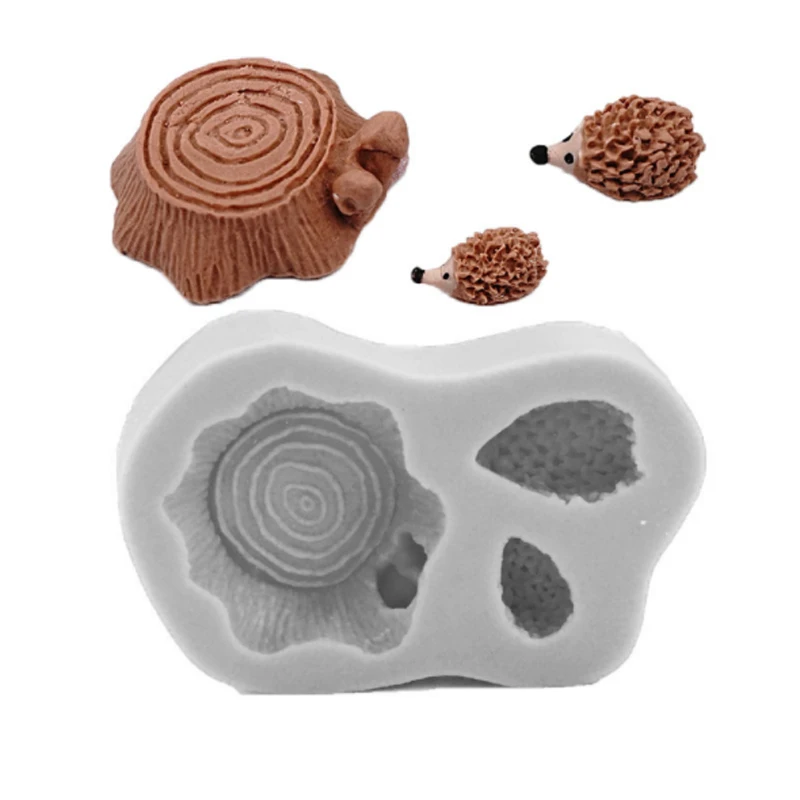 Tree Stump & Hedgehog Moulds Fondant Cakes Decor Tools Silicone Molds Sugarcrafts Chocolate Baking Tools For Cakes Gumpaste Form