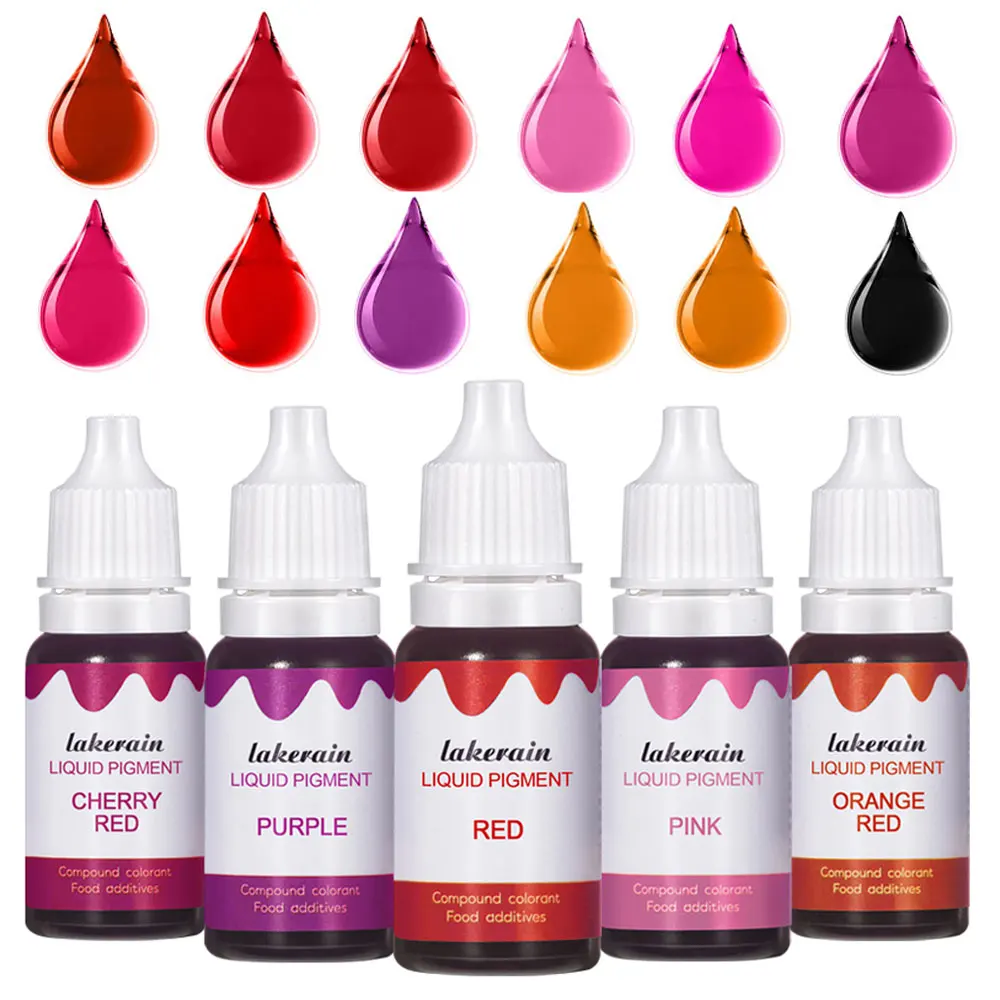 New 10ml Liquid Pigment for Lip Gloss Color Pigment Dyeing Colorant Water Oil Double Use Lipglos Diy Slime Epoxy Bake Sugar