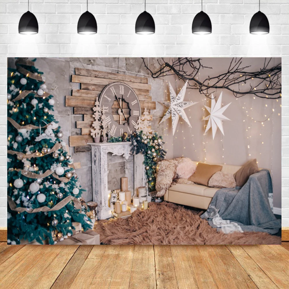 Laeacco Christmas Photography Backdrops Window Scenery Curtain Pillow Wreath Snow Winter Photographic Backgrounds Photo Studio