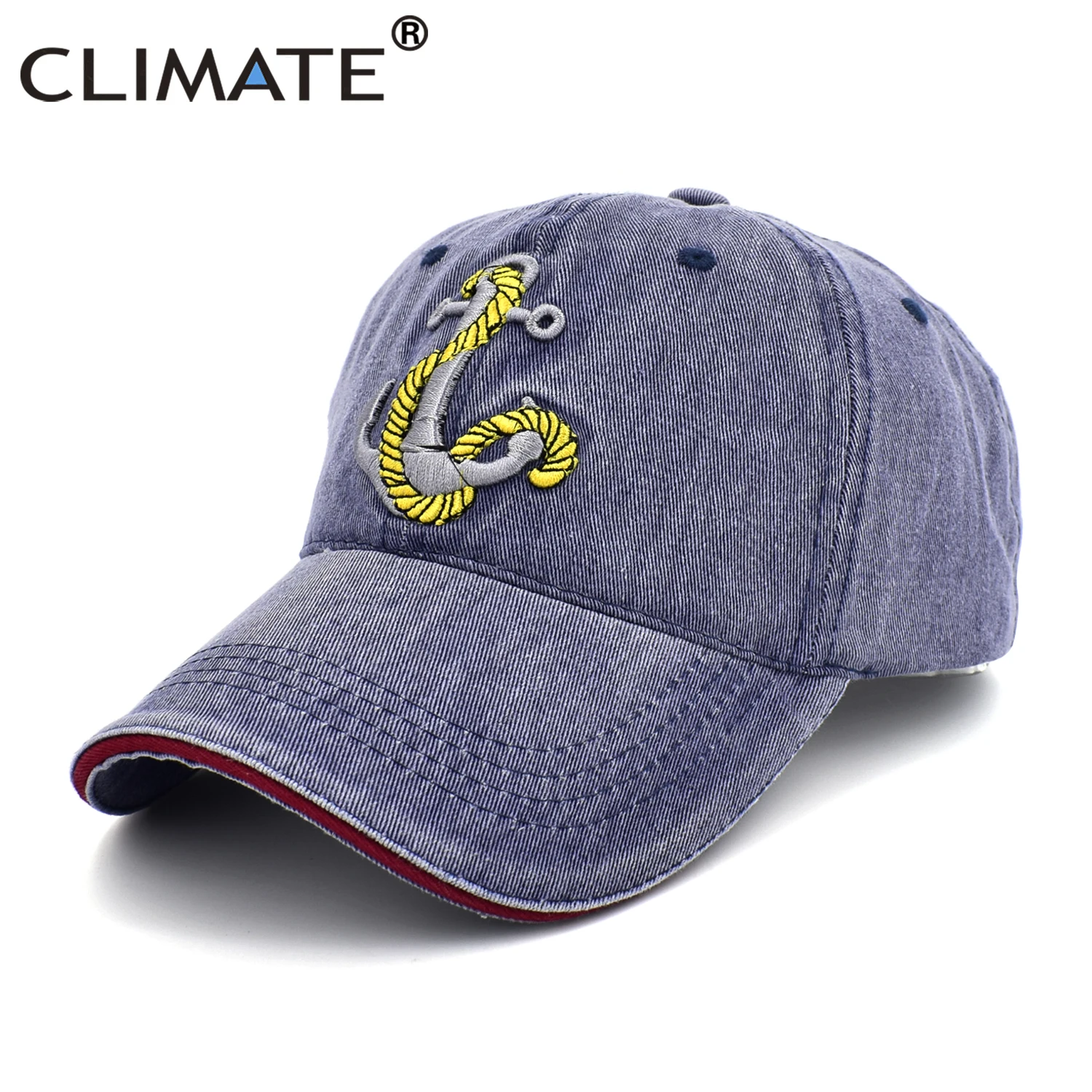 CLIMATE Navy Hooks Anchor Baseball Caps Men 3D Sea Force Cap Great Sailing Ships Era Voyage Boat Anchor Cotton Adjustbale Cap