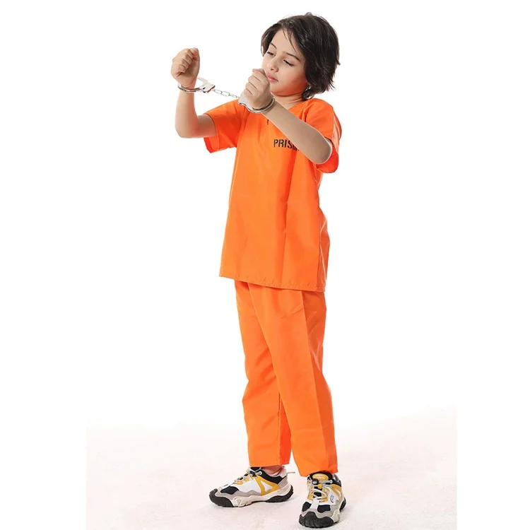 Purim Unisex Childs Oranje Gevangene Kostuum Kids Fancy Dress Convict Speelgoed Kostuum 3-9 Jaar