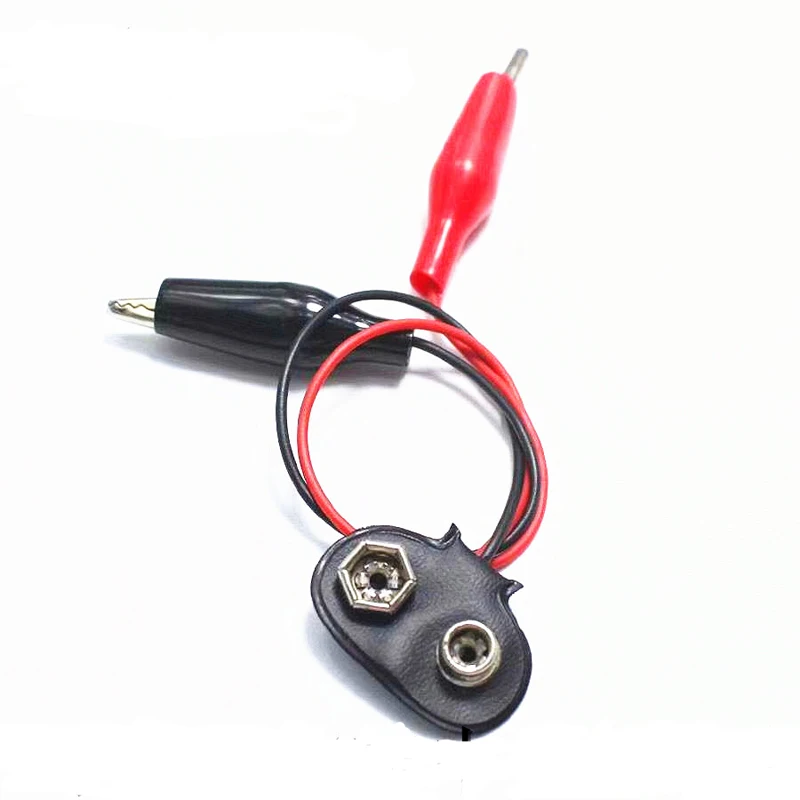 

T Type 9V Battery Button with Alligator Clips Batteries Holder Adapter Storage Box Snap Connector with 15cm Cable Wire