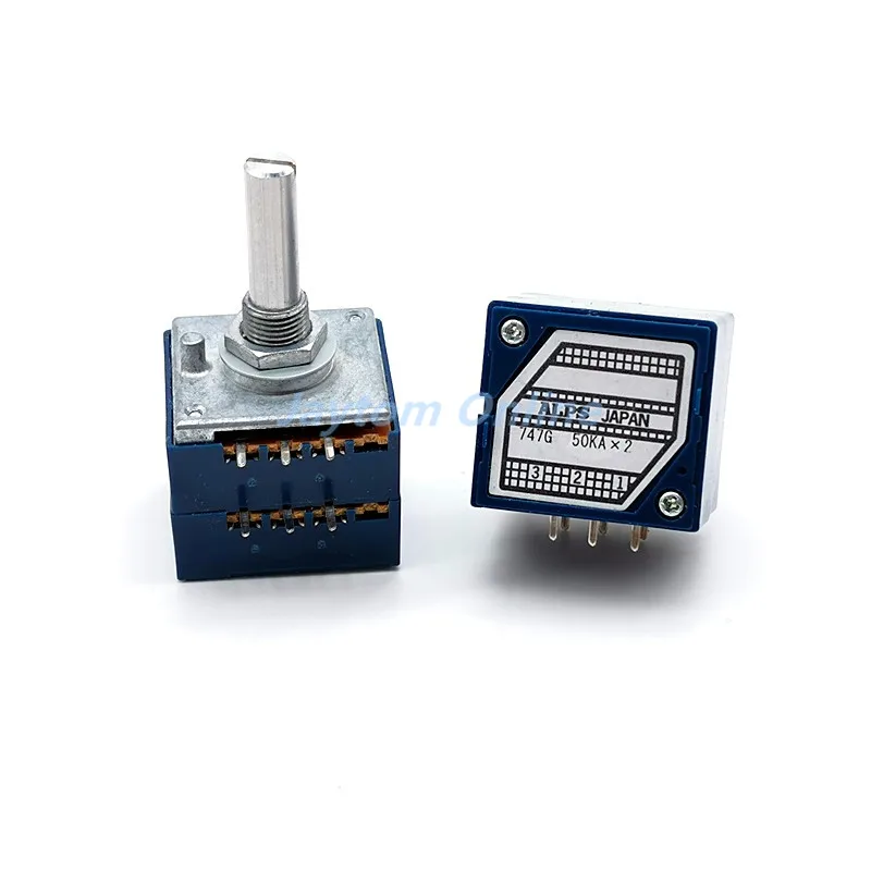 Double Volume Potentiometer ALPS RK27 10KA 20KA 50KA 100KA 250KAx2 Dual Unit 6Pins Round Handle Rotary Switch