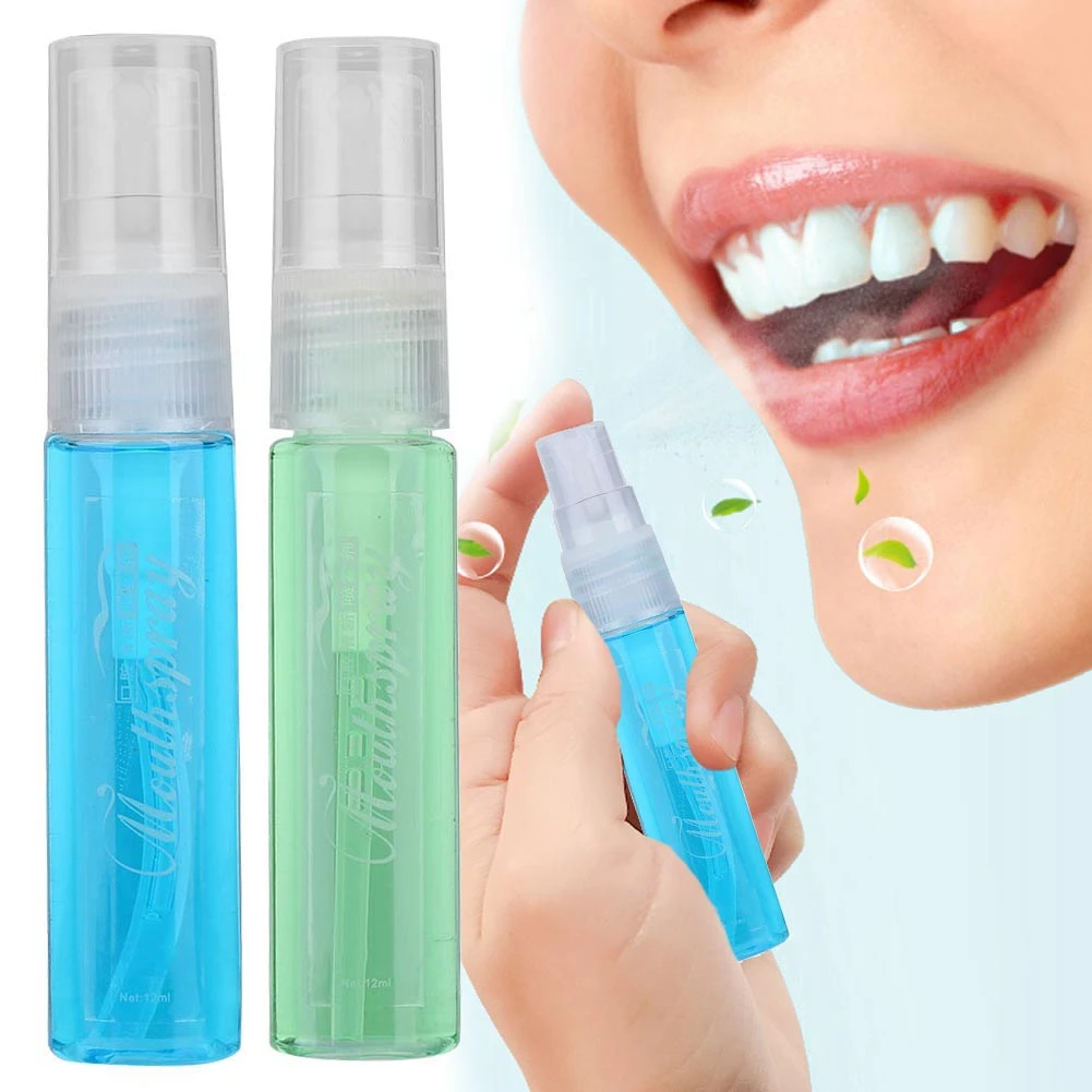 2Pc 12ml Fruity Breath Refreshing Spray Portable Breath Freshener Oral Odor Halitosis Treatment Liquid Mouth Freshener Oral Care