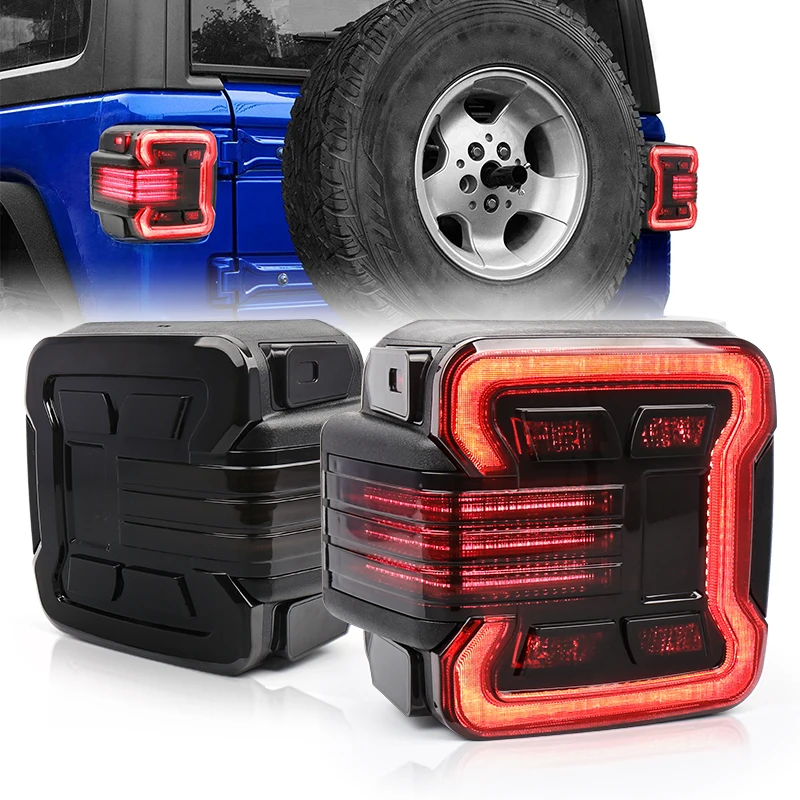 

EU US Version LED Rear Lamp with Brake Turn Signal Light 1Pair Led Tail Light for 2018 2019 2020 2021 Jeep-Wrangler JL