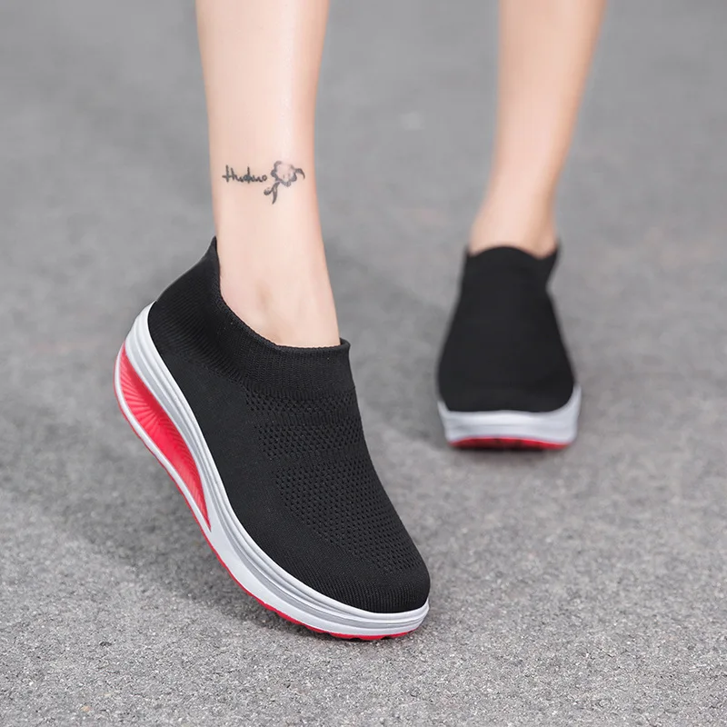 Sneakers Shoes Fashion Rocking Casual Socks Sport Shoes Women Slip-On Shoes Women Walking Shoes Comfortable Breathable Shoes