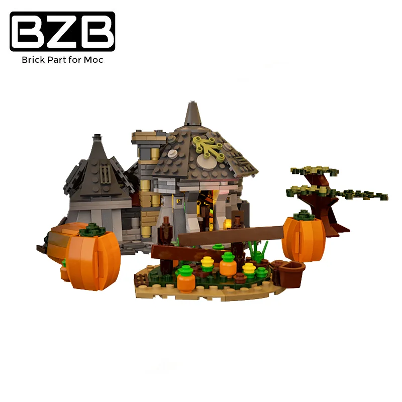 

BZB MOC Retro City House Creative Pub Pumpkin House Building Block Model Kids Birthday Halloween DIY Toys Brithday Best Gifts