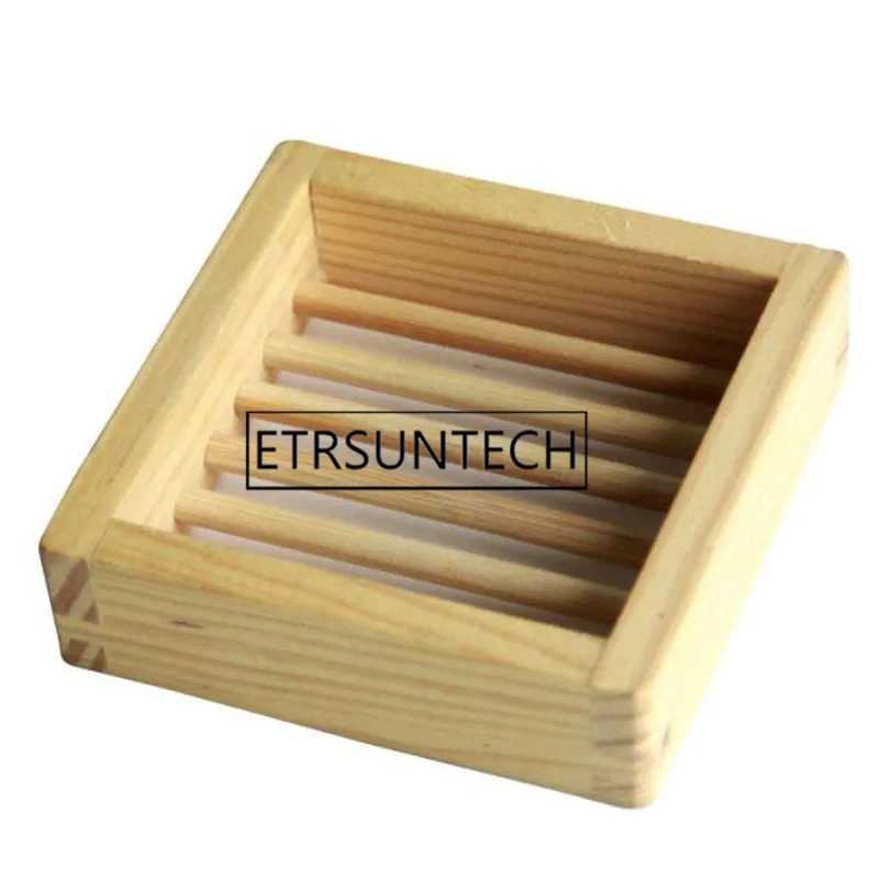 100pcs Natural Wooden Soap Dishes Tray Holder Storage Soap Rack Plate Box Container Portable Bathroom Soap Dish Storage Box