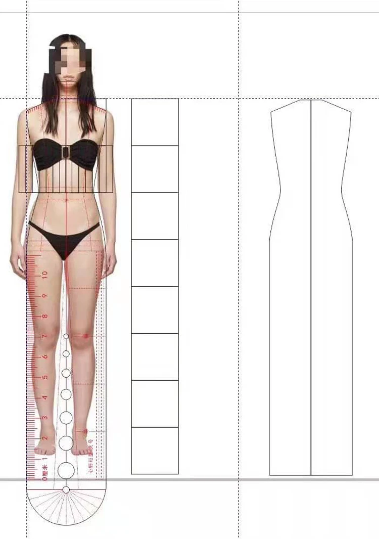 6pcs Men's Women's Suits Clothing Design Scale Ruler Mannequin Hand Painted Model Effect Style Figure Template Ruler