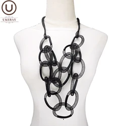 UKEBAY New Black Mesh Pendant Necklaces Women Sweater Chains Long Necklace Gothic Jewelry Handamade Luxury Clothes Accessories