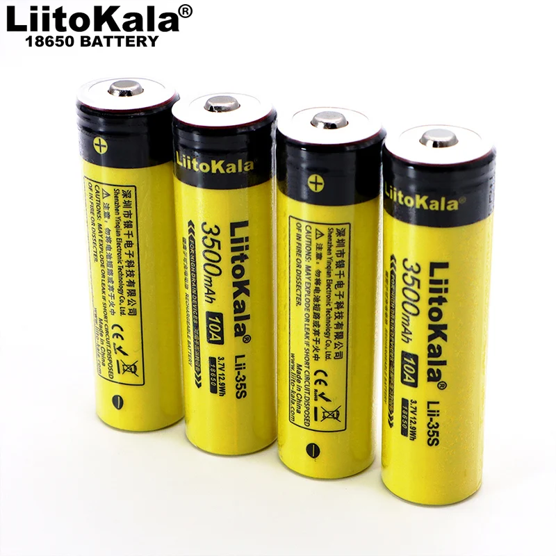 100pcs/lot LiitoKala Lii-35S 18650 battery 3.7V 3500mAh Rechargeable lithium battery for LED Flashlight+DIY Pointed