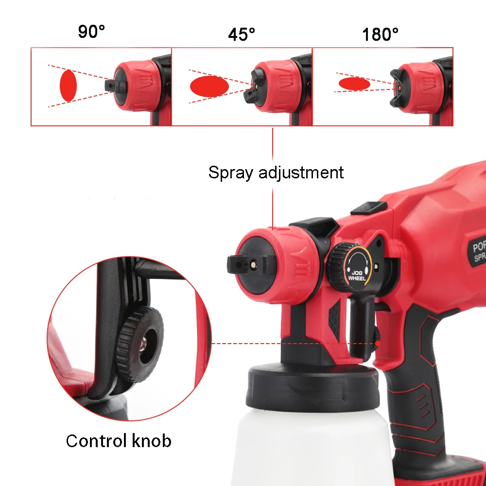 18V Cordless Electric Spray Gun Household Paint Sprayer High Pressure Flow Control Easy Spraying Cordless Airbrush 800ml