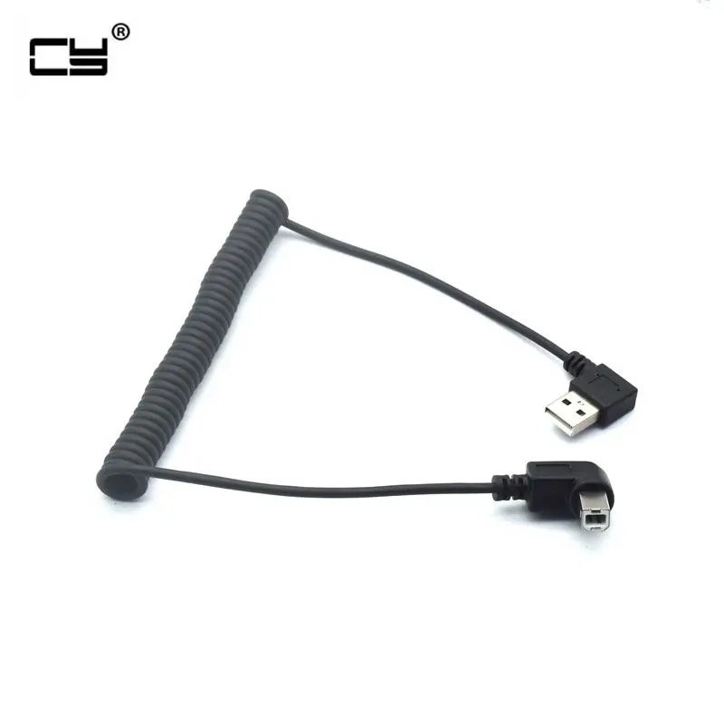 90 Degree Right Angle USB Type A Male to B Male AM to BM Adapter Converter Spiral Coiled Spring Curl Printer Cable