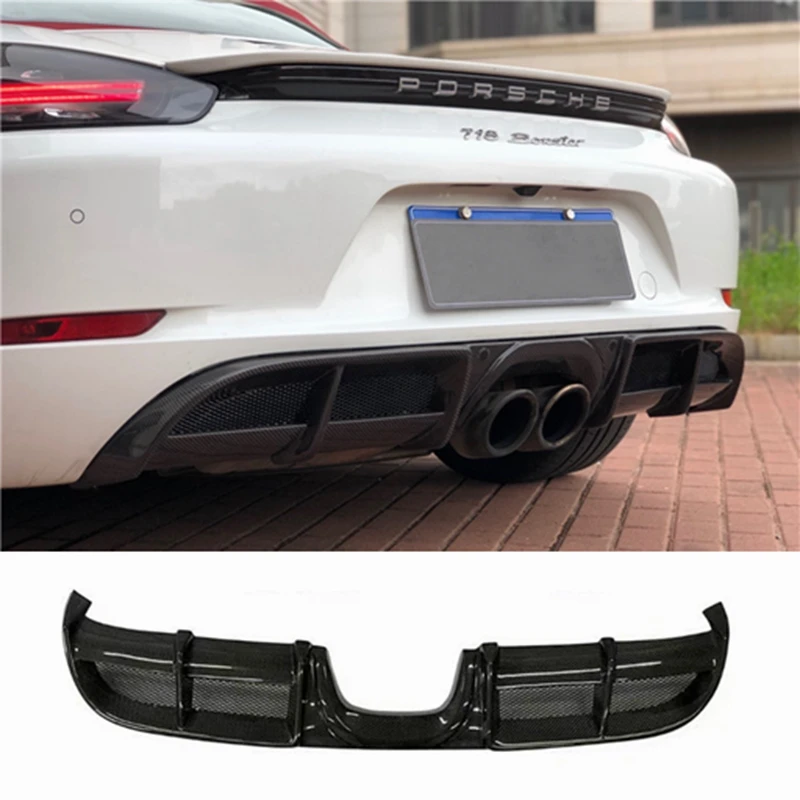 

For Porsche 718 Cayman Boxster 2016 - 2018 Rear Bumper Lip Diffuser Spoiler Apron Splitters Carbon Fiber Protector