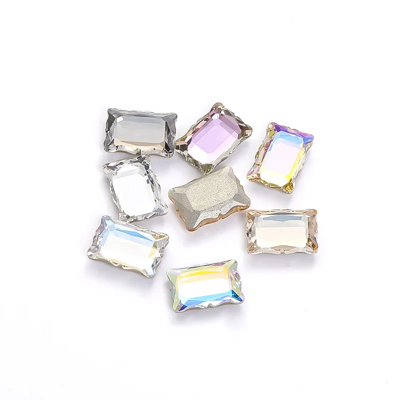 Magic Mirror Rectangle Shape Glass Flatback Rhinestones Nail Art Accessories Crystal Nails Crafts DIY Jewelry Making