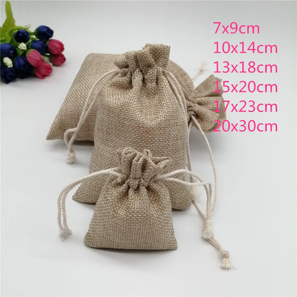 

25pcs Jute Gift Bag Party Wedding Favor Bags Burlap Drawstring Gift Bags With Handle Gift Packaging Linen Bag Jute Pouches