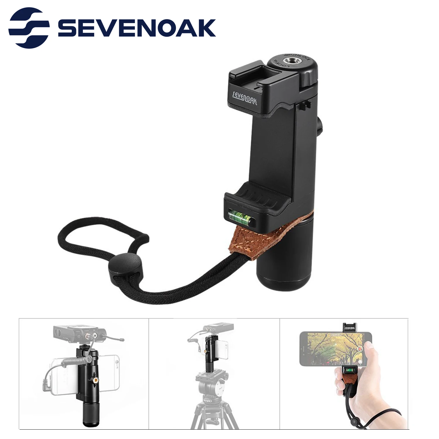 Sevenoak SK-PSC1 Handheld Holder Adjustable Selfie Stand Filmmake Grip & Interview Mic Dual Mount for iPhone 8 8 Plus 6 Huawei