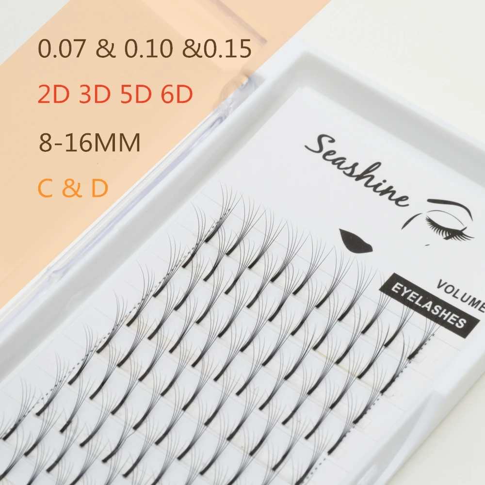 Seashine Lashes Premade Volume Fans 2d/3d/5d/6d Lash Russian Volume Eyelash Extensions Pre Made Lash Extension PBT Silk