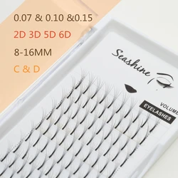 Seashine-Extensions de Cils Préfabriqués, Volume Russe, PBT Injin, Gér2D, 3D, 5D, 6D