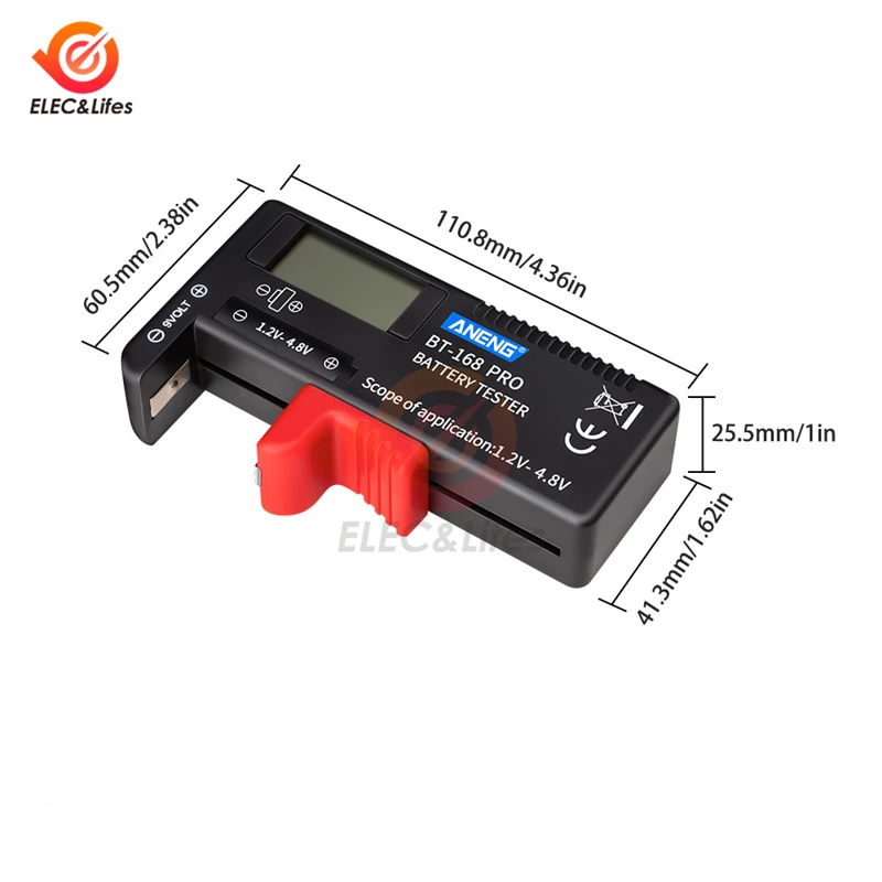 AA AAA Battery Tester BT168 PRO Portable Universal Digital Battery Tester Button Color-coded Scales Indicate Battery Checker