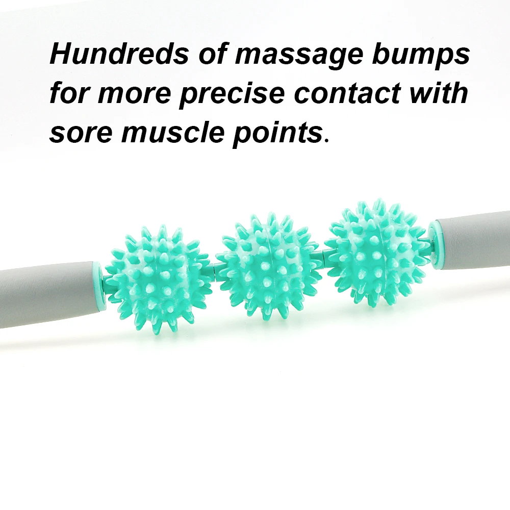 Spiermassage Roller Stick, Body Relax Tool, Muscle Roller Sticks met 3-punts stekelige bal