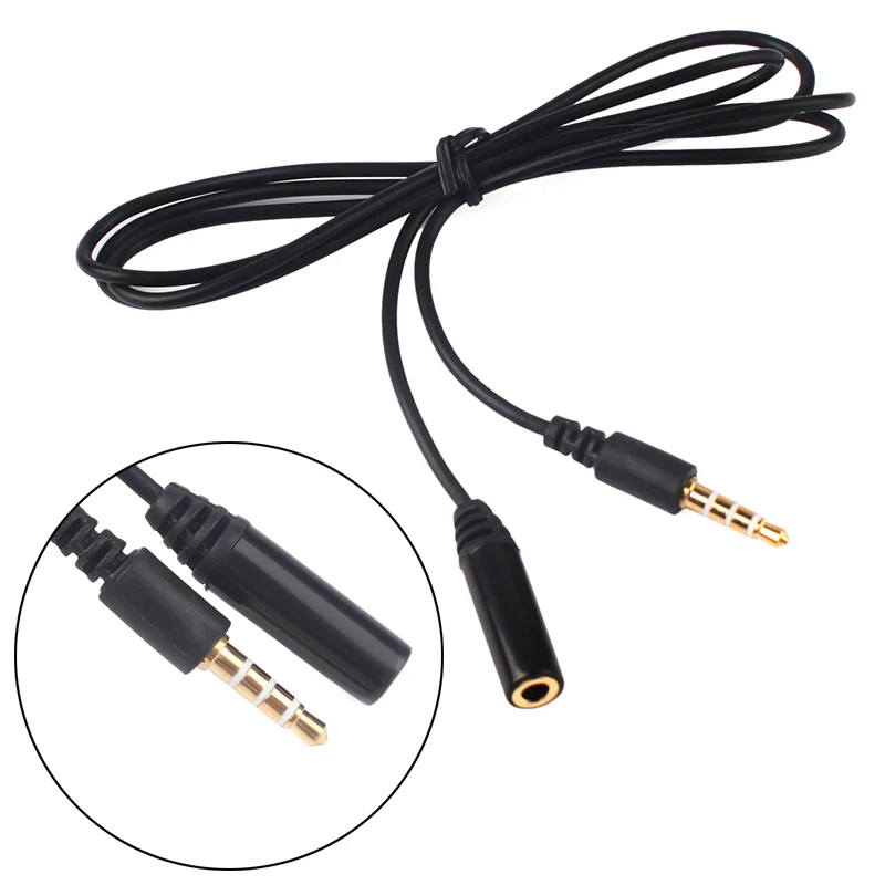 1M 3.5mm Male to Female 4 Pole Jack Stereo Audio Headphone Extension Cable