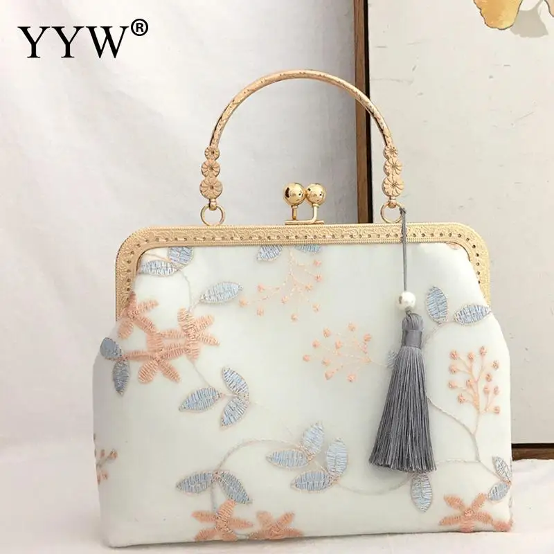 Lace Mesh Cheongsam Bag Retro Elegant Chinese Antique Portable Summer All-Match Small Handbag Or Crossbody Bag For Woman