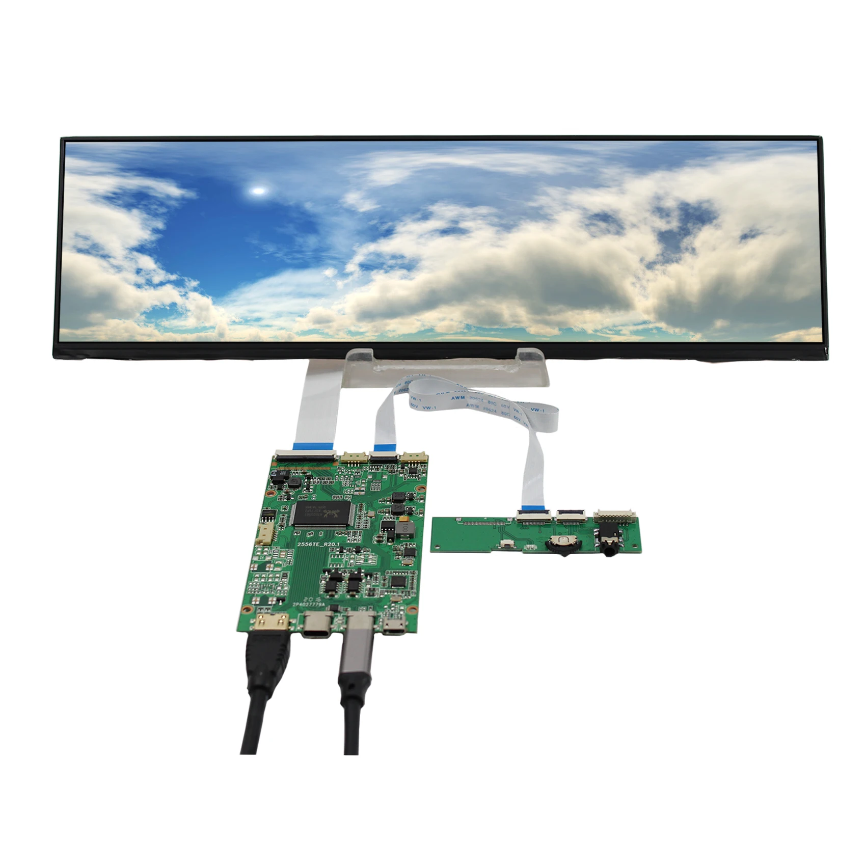 12.6inch NV126B5M-N41 1920x515 IPS Stretched Bar LCD with Mini HD-MI Board for Advertising display/Temperature Monitor AIDA64