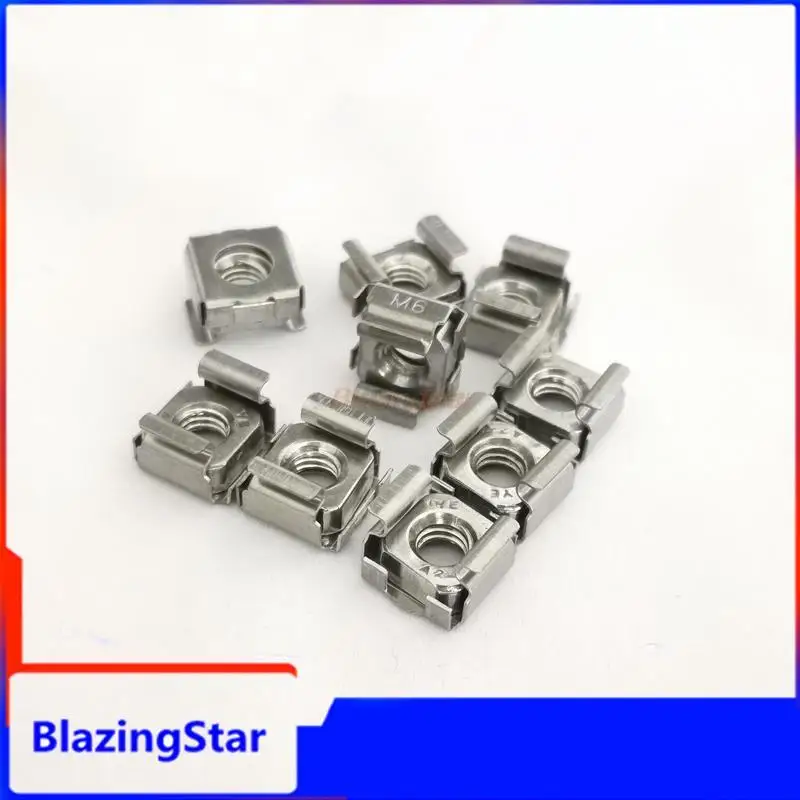 1/2/5/10pcs M4 M5 M6 M8 M10 M12 A2-70 304 Stainless Steel Square Clip Floating Cage Nut for Server Cabinet Shelf Rack Mount