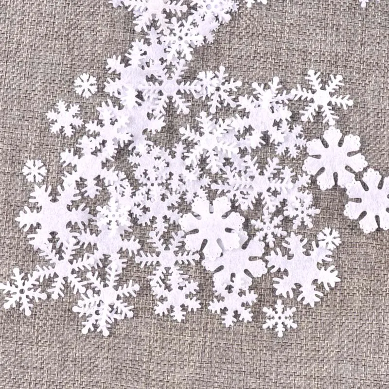 100Pcs/lot Mix Applique Polyester Felt Artificial Snowflake Patch Sticker Non-woven Patches For DIY Crafts Christmas Decoration