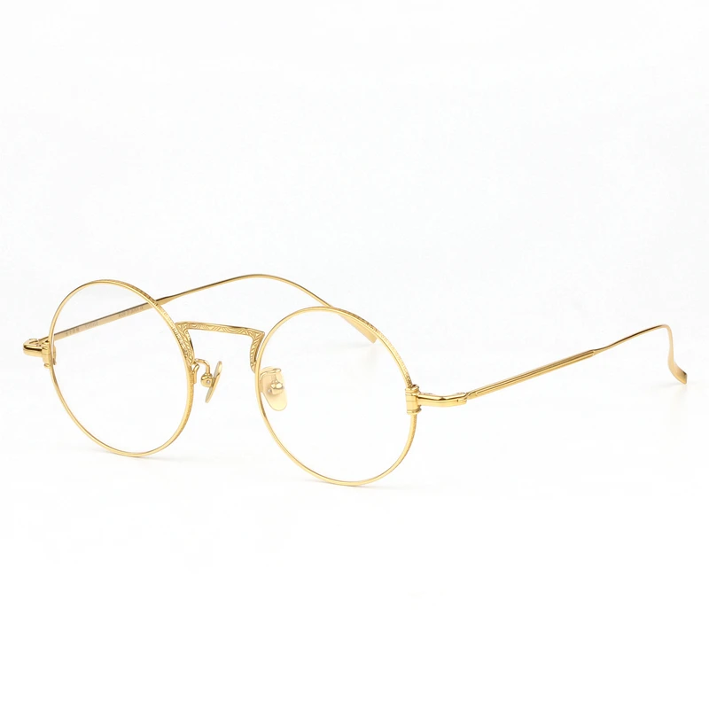 Titanium Glasses Frame Men Women Vintage Round Eyeglasses Spectacles Optical Myopia Eyeglasses Frames Clear Eyewear Gold Oculos