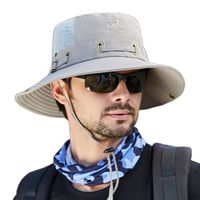 Breathable Wide Brim Boonie Hat Outdoor Waterproof UPF 50+ Sun Protection Mesh Safari Sun Hats For Travel Fishing