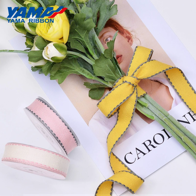 YAMA-Double Twill Stitch Ribbon, DIY Flower Package, Hair Ornaments, Party Decoration, 9mm, 19mm, 25mm, 38mm, 100Yards/Roll