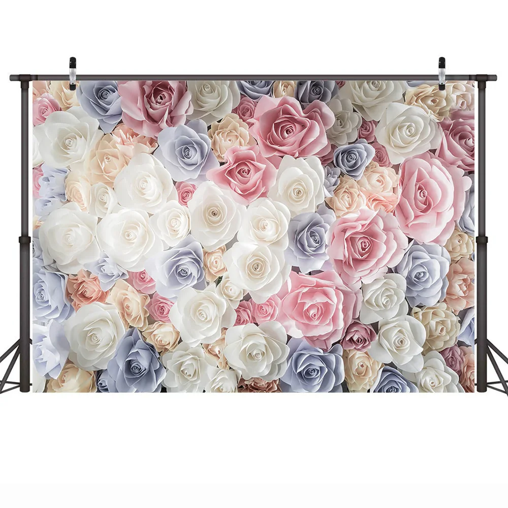 Flowers Wall Backdrop Photo Studio Rose Romantic Wedding Scenes Background Decor Rose Floral Portrait Photography Backdrops Prop