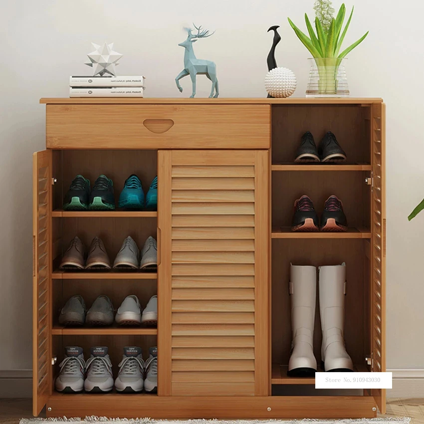 Mutifunctional Wood Shoe Cabinet MutiLayer Shoe Storage Cabinet Modern Simple Household Living Room Doorway Storage Cabinet