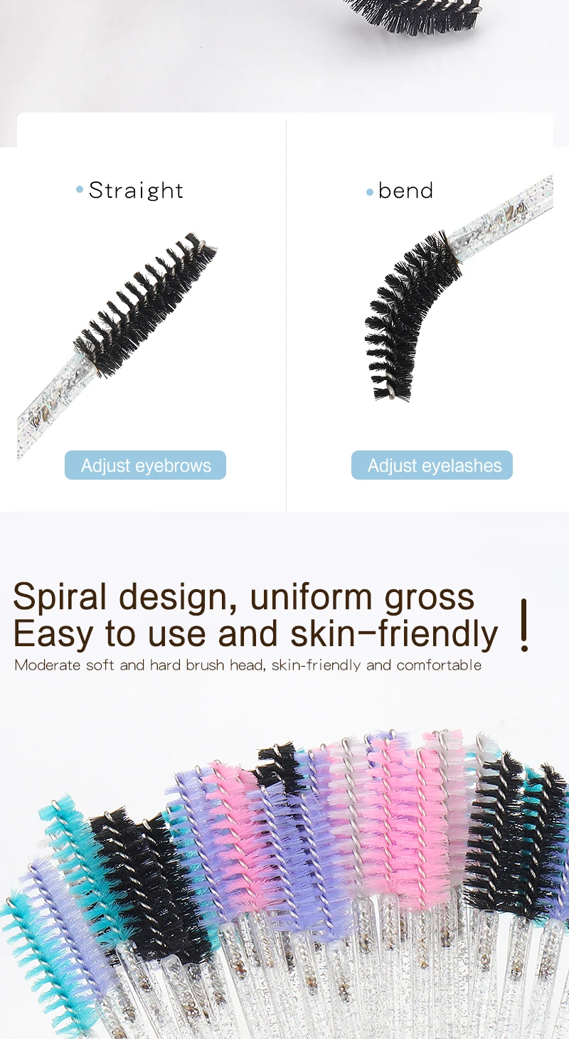 50Pcs Kosmetische Wimpern Pinsel Wimpern Make-Up Pinsel Einweg Weiß Kristall Mascara Zauberstäbe Pinsel Wimpern Verlängerung Werkzeuge – Detail 6