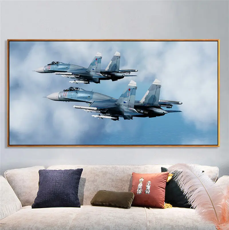 Sukhogo Aircraft Su 27sm3 Flanker Fighter Canvas Painting Posters and Prints Wall Art for Living Room Home decorative Unframed