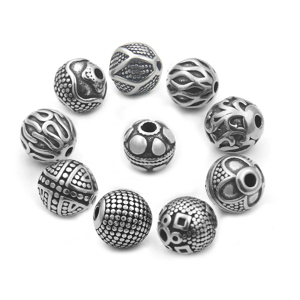 Never Fade 316L Stainless steel 2.0mm Small Hole Ball Beads Charm Metal Spacer Beads for Jewelry Making Wholesale