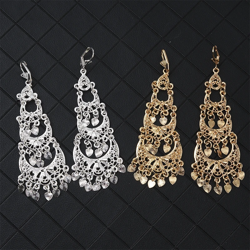 Algerian Style Fringe Earrings Carved Butterfly Wings Design Wedding Pendant Earrings Jewelry For Women