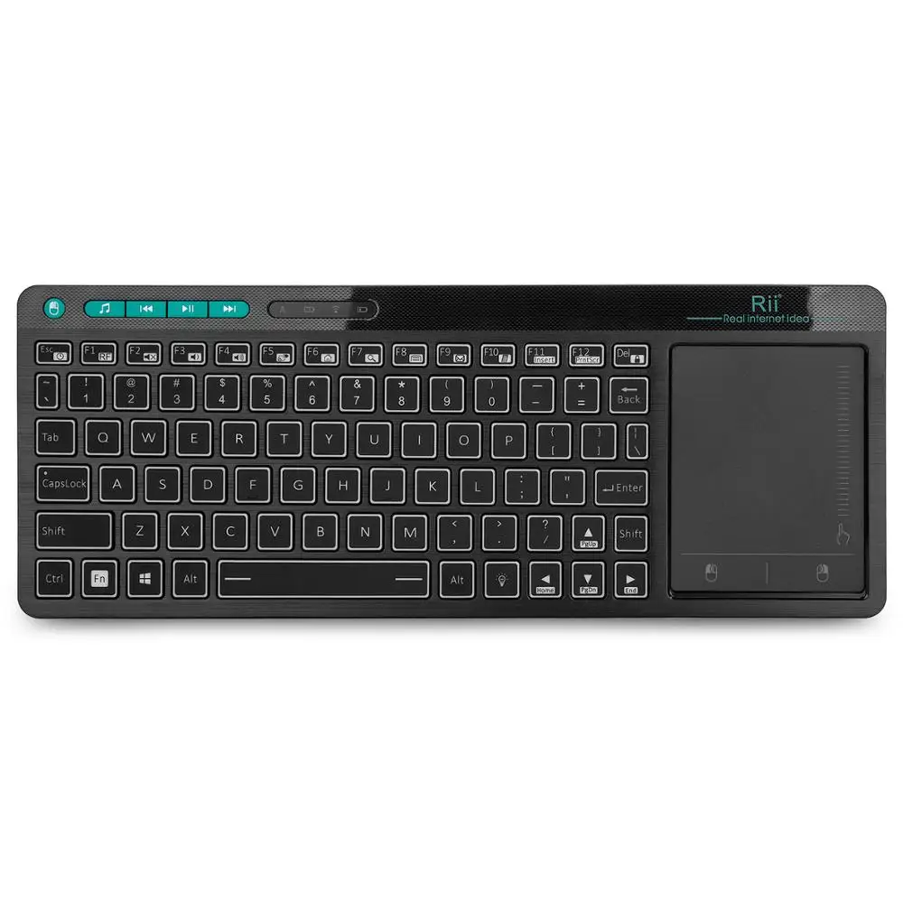 Rii K18+ Draadloos Toetsenbord US/FR/HE Mini Toetsenbord Met Touchscreen 3-LED Kleur Backlit voor Voor Android TV BOX Smart TV PC