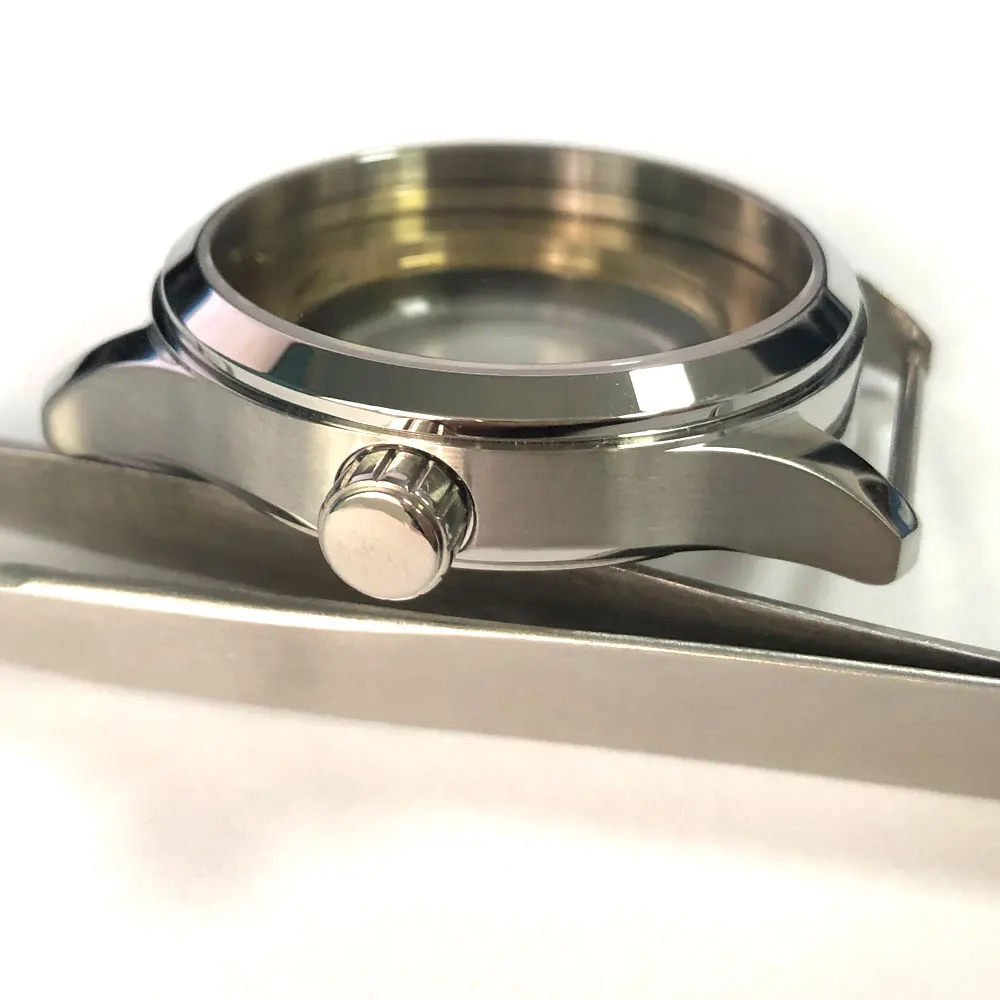 corgeut 42mm sapphire glass polished 316L Stainless Steel watch case fit ETA 2836 2824 MIYOTA 8215 821A movement