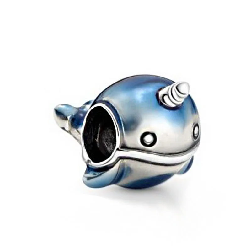 Wholesale 2020 Summer 925 Sterling Silver Beads Fit Original Pandora Bracelets The Narwhal Charm Women DIY Fashion Jewelry Gift
