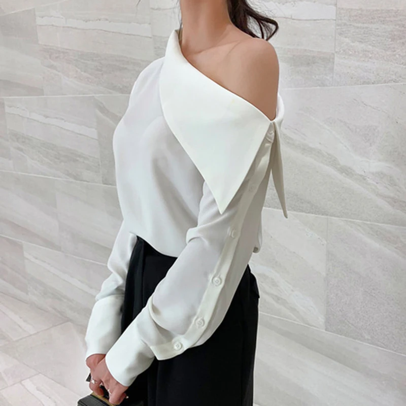 2021 new Hot selling women tops korean fashion long sleeve white blouse casual ladies work button up shirt female Ay1093