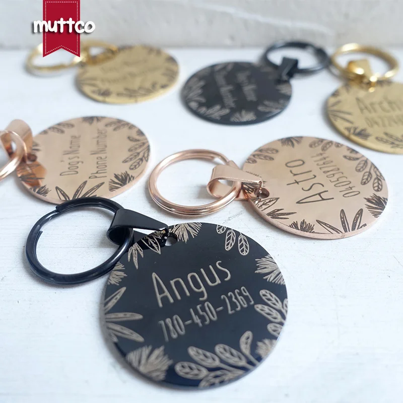 Retailing self-design personalized design stainless steel dog tag dog round  tag can crave name tag dog  tag for pet 3 colours