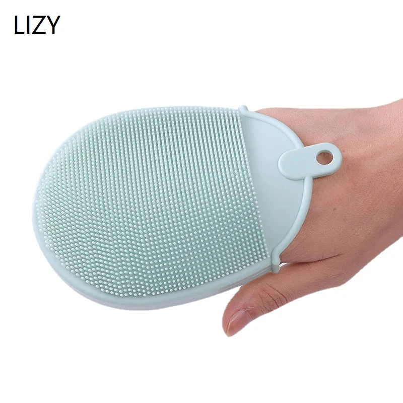 LIZY นุ่มถุงมือซิลิโคนทำความสะอาดแปรงนวดสปา Scrubber Bath Body Scrub แชมพู Exfoliating แปรง