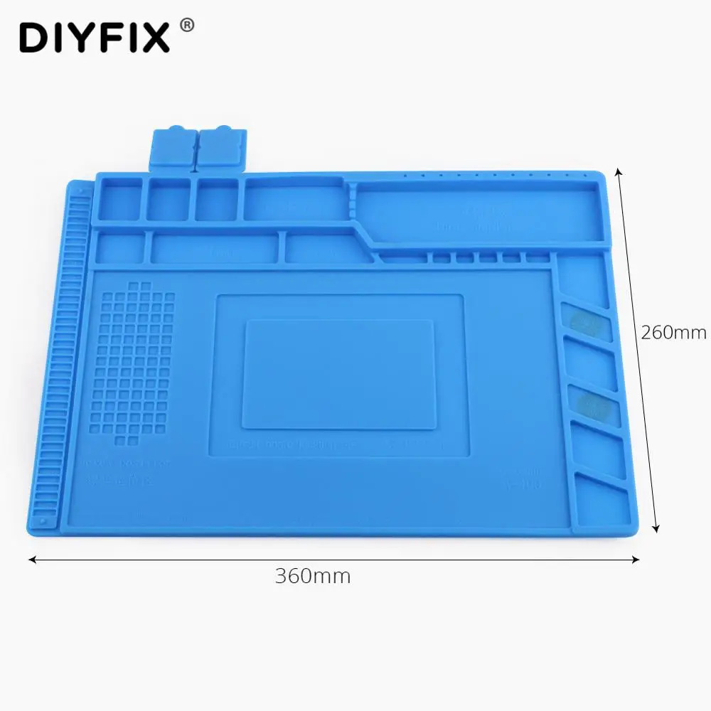 DIYFIX 36*26cm Heat Insulation Silicone Pad Desk Mat Maintenance Platform for BGA Soldering Repair Station with Magnetic Section