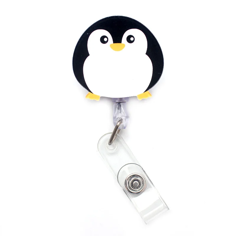 New Cartoon 60cm Acrylic Cute Penguin Retractable Badge Reel Student Nurse Hospital Exhibition Enfermera Name Card ID Card Chest