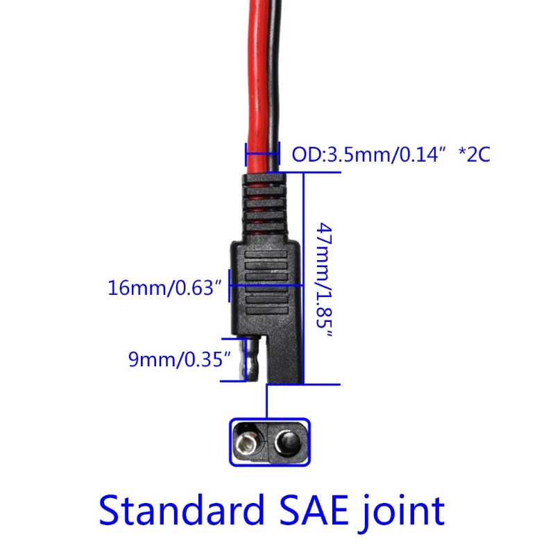 Cable DC Extension Cord 14AWG-Wire Harness Quick Connect Disconnect SAE Connector for Solar Automotive Battery