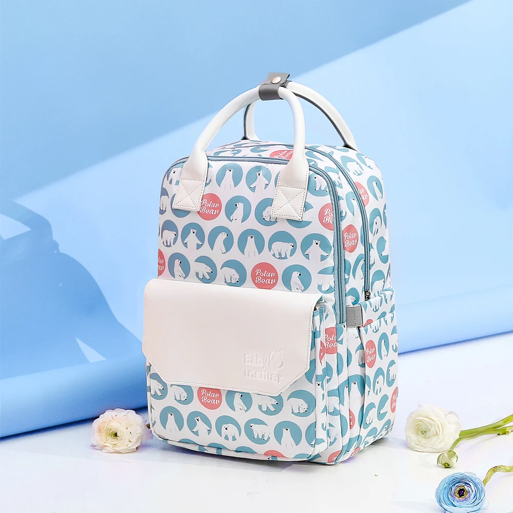 Stylish Mommy Double Shoulders Large Capacity Diaper Backpack Stroller Nappy Bag Waterproof Mother Bag Cartoon Travel Women Bag